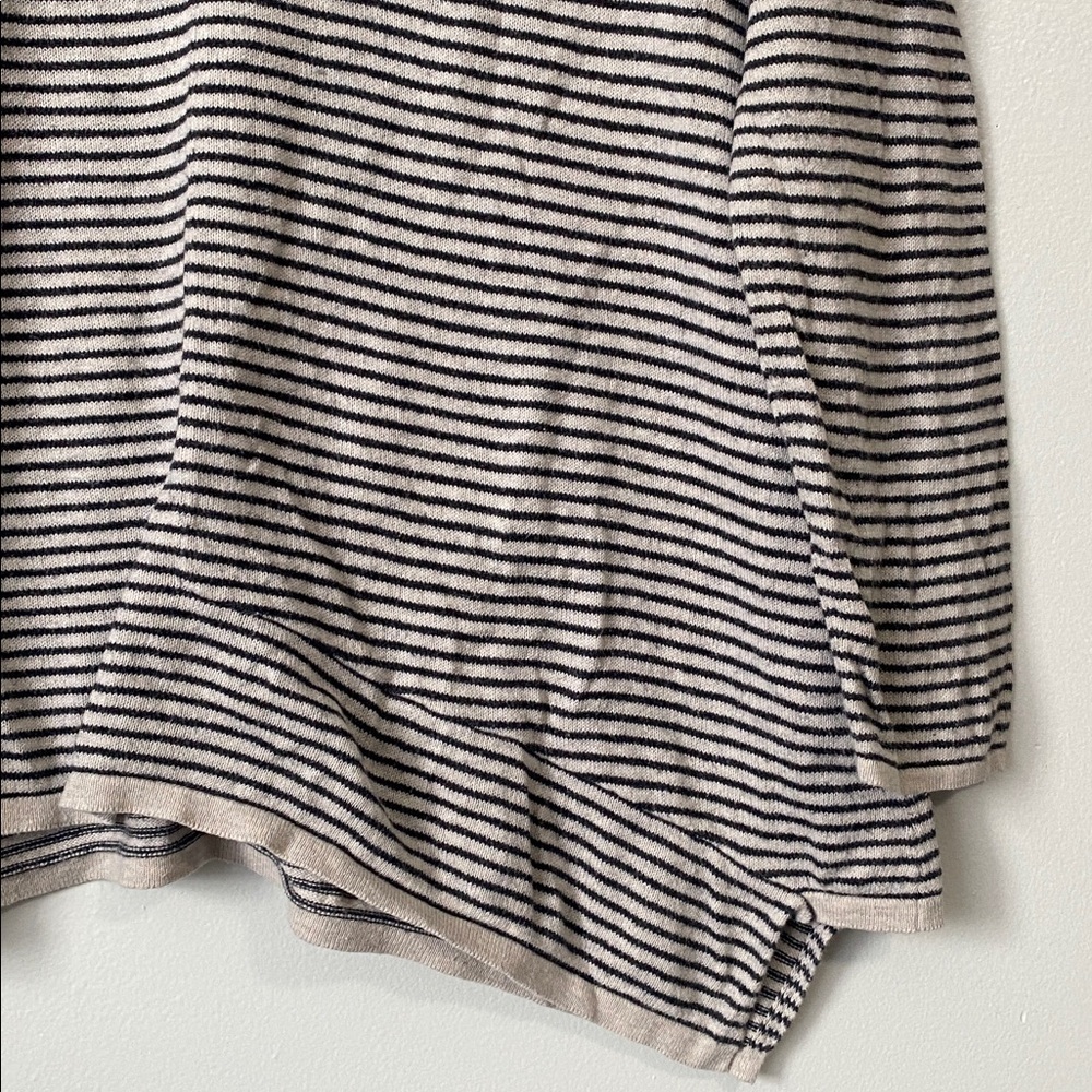 Pure Jill J. Jill Black White Cotton Cashmere Striped asymmetrical hem Sweater S - Picture 5 of 10